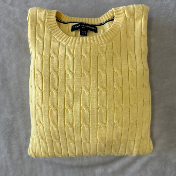 Tommy Hilfiger Golf Sweater Mens XL Extra Large Yellow Cable Knit - Picture 1 of 7